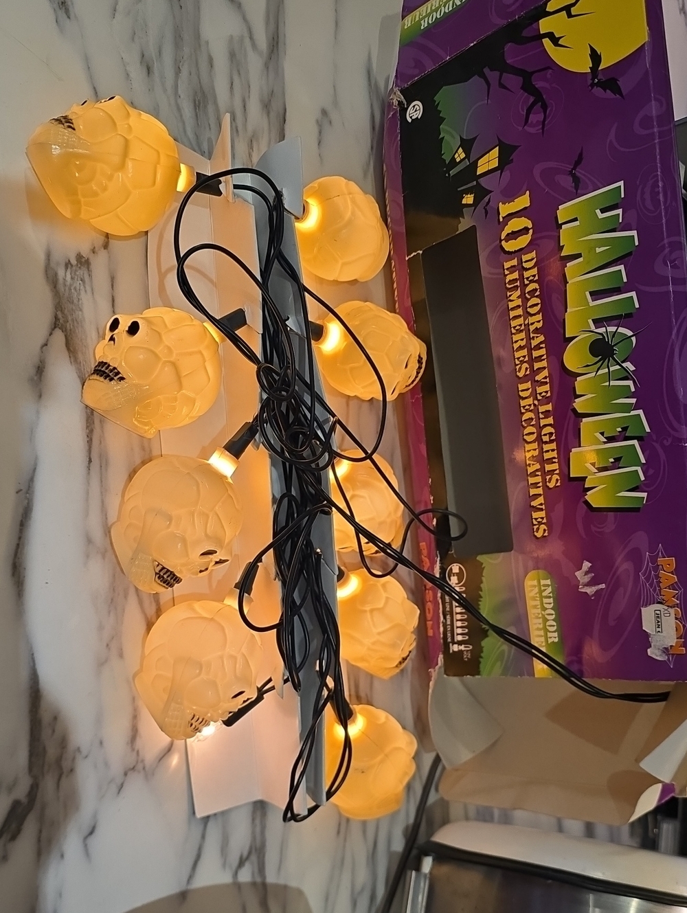 Vintage Danson Halloween Skull Blow Mold String Lights